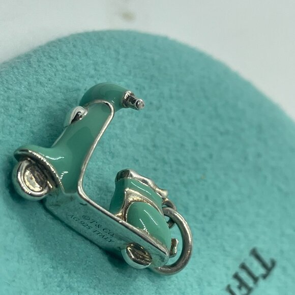 Tiffany & Co. Vintage Sterling Silver Blue Enamel Vespa Scooter Charm - Picture 13 of 16